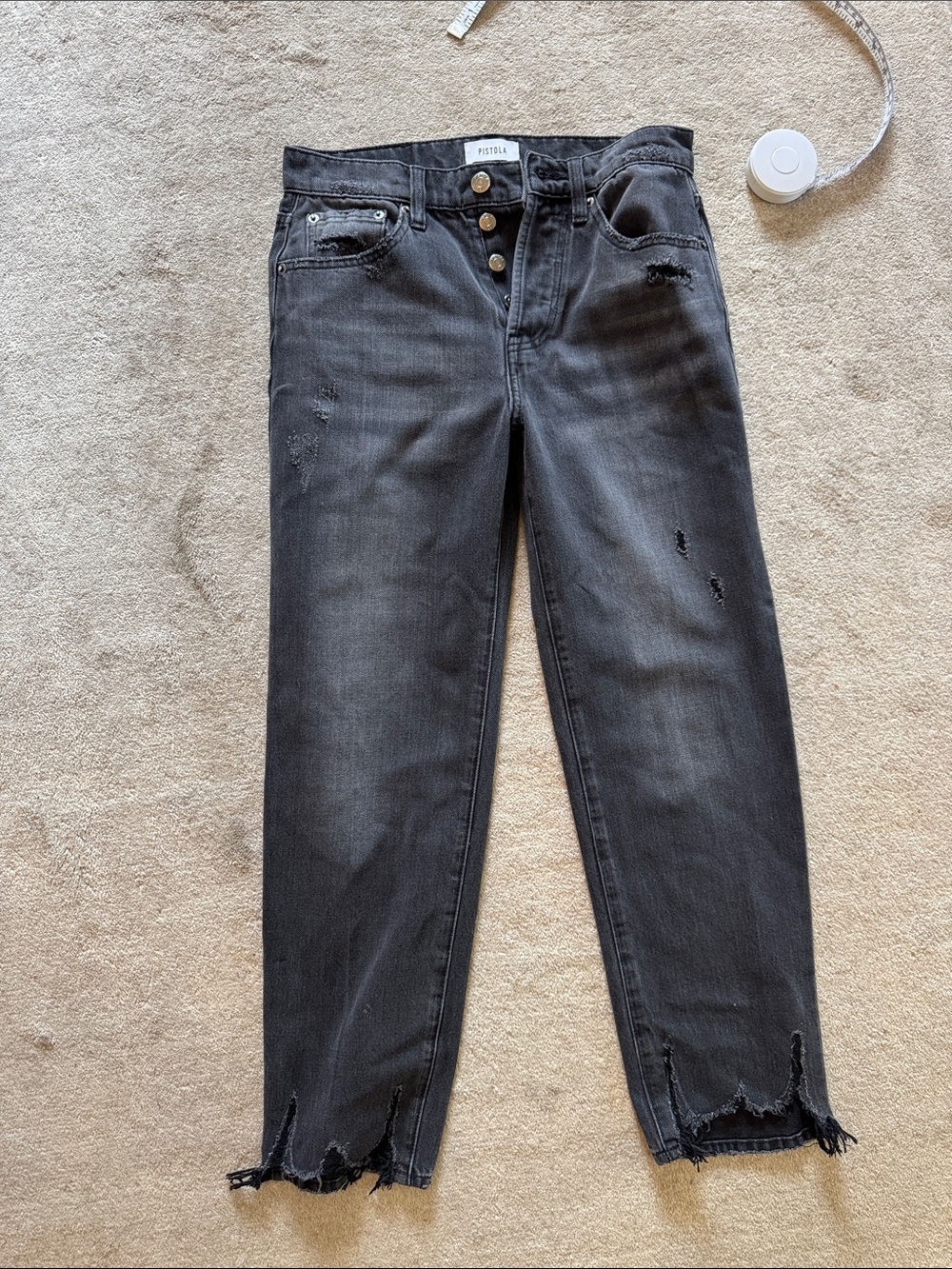 pistola Black Distressed Ankle Crop Jeans